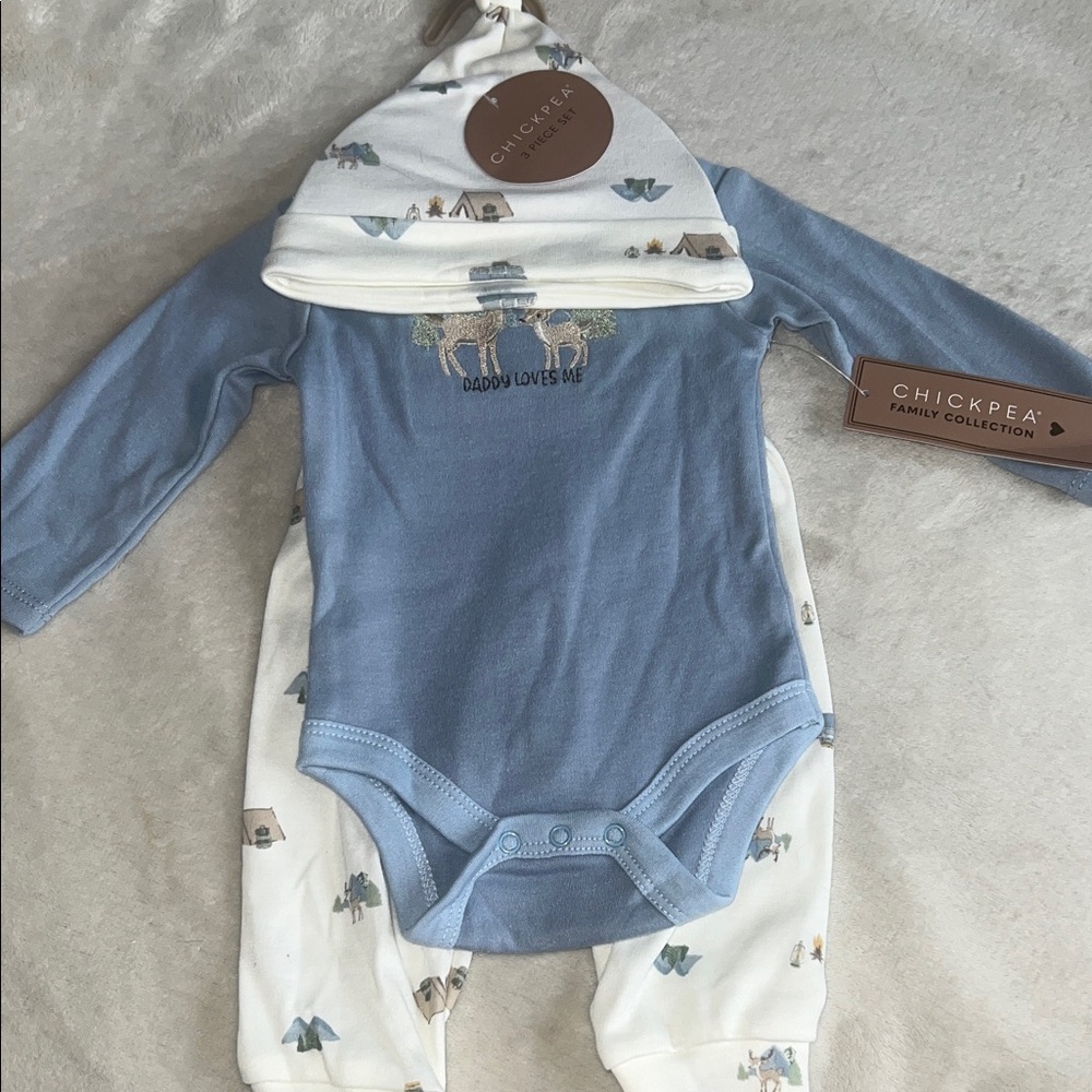 Brand New Blue and White 0-3 M Matching Set